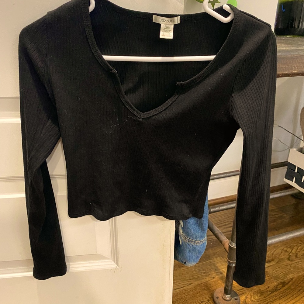 Ribbed Black Crop Top
